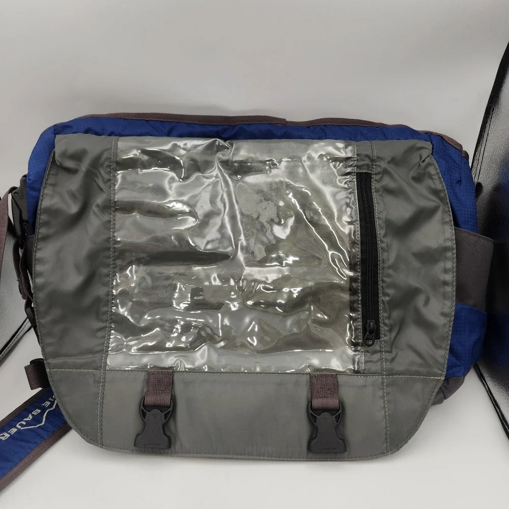 Eddie Bauer‎ Messenger Bag Blue Gray Nylon Adjustable Strap Laptop Bag